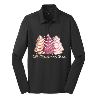 Cute Festive Oh Christmas Tree Snack Cakes Silk Touch Performance Long Sleeve Polo