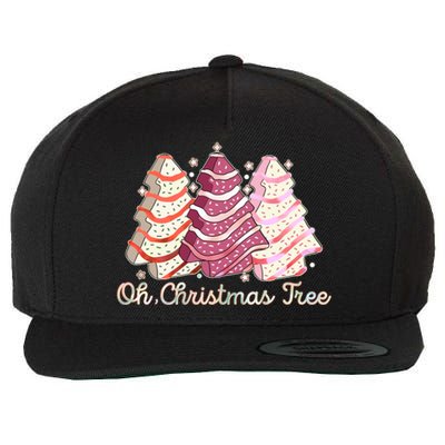 Cute Festive Oh Christmas Tree Snack Cakes Wool Snapback Cap