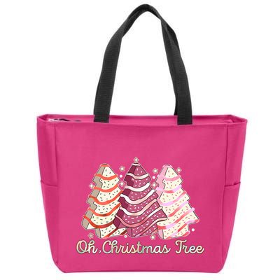 Cute Festive Oh Christmas Tree Snack Cakes Zip Tote Bag