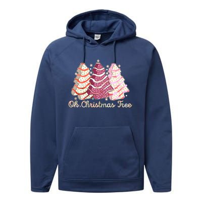 Cute Festive Oh Christmas Tree Snack Cakes Performance Fleece Hoodie