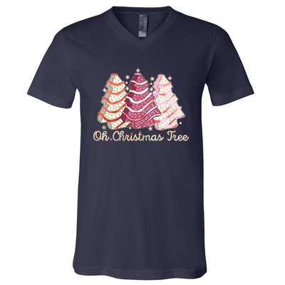 Cute Festive Oh Christmas Tree Snack Cakes V-Neck T-Shirt