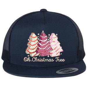 Cute Festive Oh Christmas Tree Snack Cakes Flat Bill Trucker Hat