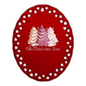 Cute Festive Oh Christmas Tree Snack Cakes Ceramic Oval Ornament