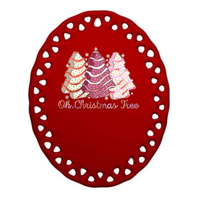 Cute Festive Oh Christmas Tree Snack Cakes Ceramic Oval Ornament