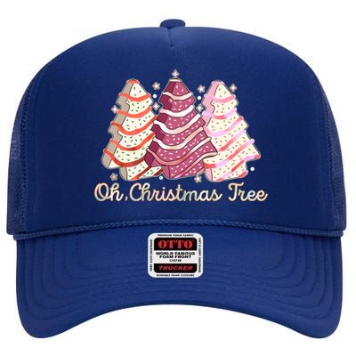 Cute Festive Oh Christmas Tree Snack Cakes High Crown Mesh Back Trucker Hat