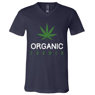 Cannabis Funny Organic Farmer Weed THC 420 Marijuana Gift V-Neck T-Shirt