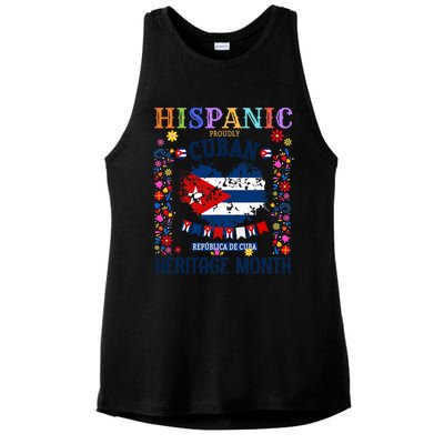 Cuban Flag Outfit Idea Latin Heritage Cuba Flag Ladies PosiCharge Tri-Blend Wicking Tank