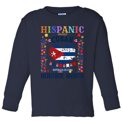 Cuban Flag Outfit Idea Latin Heritage Cuba Flag Toddler Long Sleeve Shirt