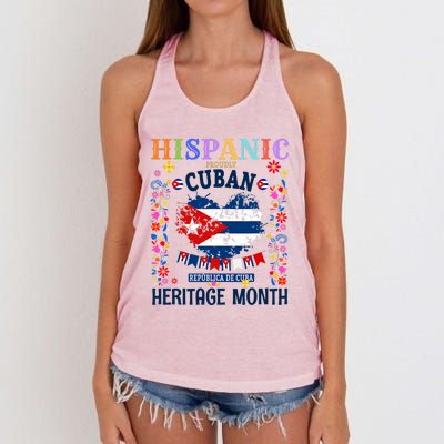 Cuban Flag Outfit Idea Latin Heritage Cuba Flag Women's Knotted Racerback Tank