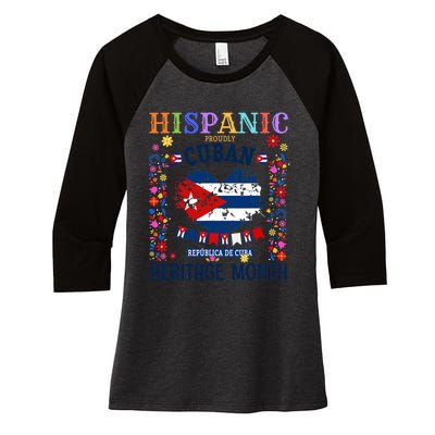 Cuban Flag Outfit Idea Latin Heritage Cuba Flag Women's Tri-Blend 3/4-Sleeve Raglan Shirt