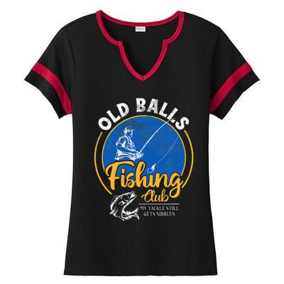 Cute Funny Old Man Fishing Birthday For Over The Hill Fisherman Ladies Halftime Notch Neck Tee