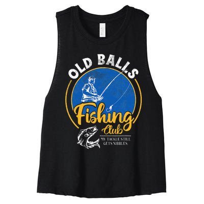 Cute Funny Old Man Fishing Birthday For Over The Hill Fisherman Women's Racerback Cropped Tank