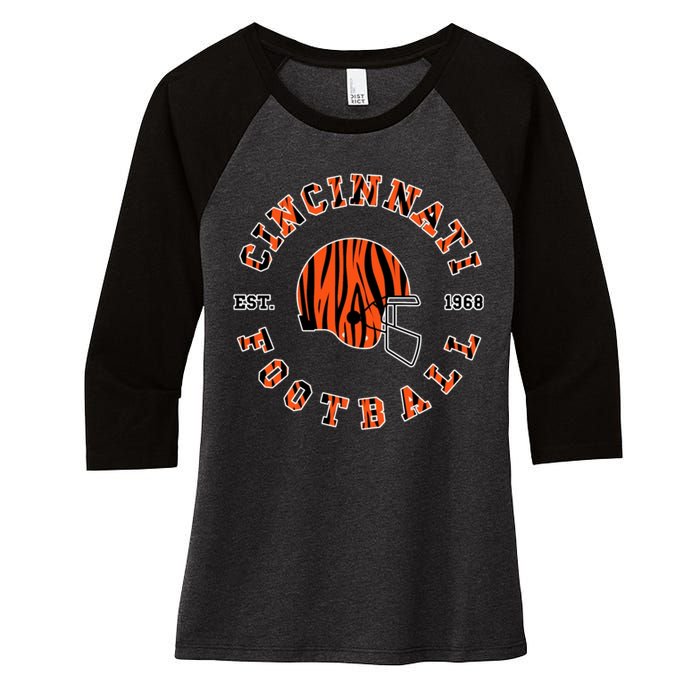 Cincinnati Football Ohio Women's Tri-Blend 3/4-Sleeve Raglan Shirt