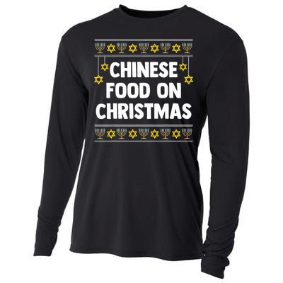 Chinese Food On Christmas Hanukkah Jewish Cooling Performance Long Sleeve Crew