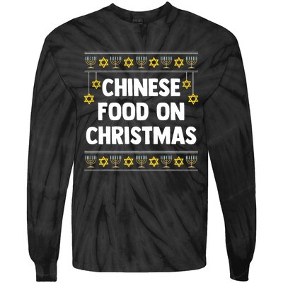 Chinese Food On Christmas Hanukkah Jewish Tie-Dye Long Sleeve Shirt