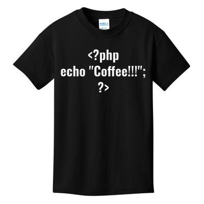 Coding For Php Echo Coffee Coder At Work Kids T-Shirt