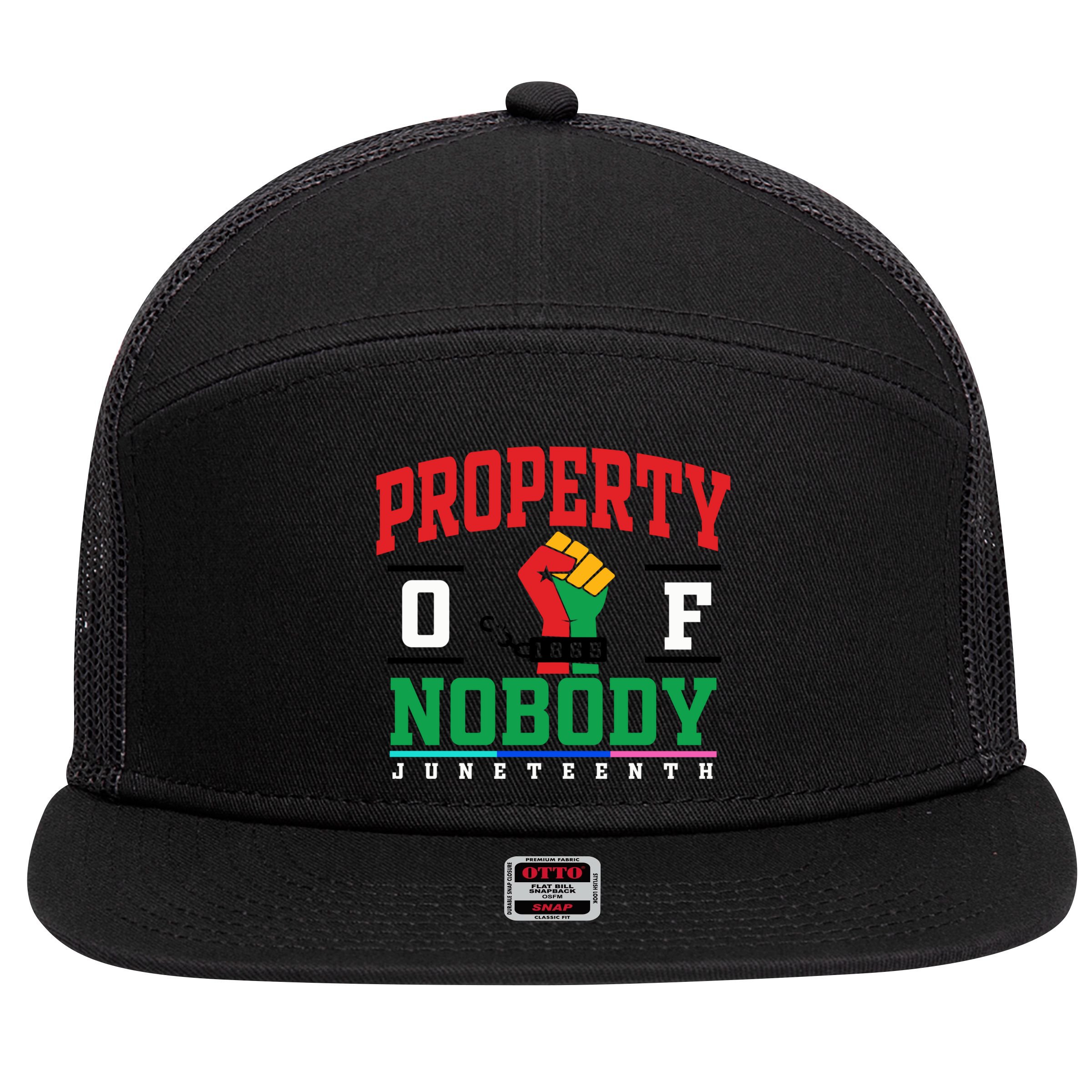 Classic Funny Property Of Nobody Freedom Melanin Junenth Gift 7 Panel Mesh Trucker Snapback Hat