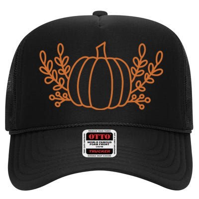 Cool Fancy Pumpkin Fall High Crown Mesh Back Trucker Hat