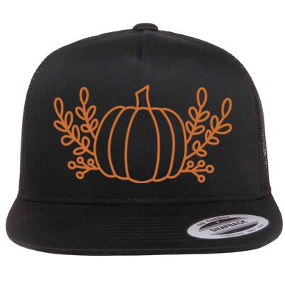 Cool Fancy Pumpkin Fall Flat Bill Trucker Hat