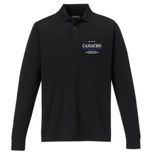 CAMACHO FOR PRESIDENTIN 2024 Presidential Election Humor Performance Long Sleeve Polo