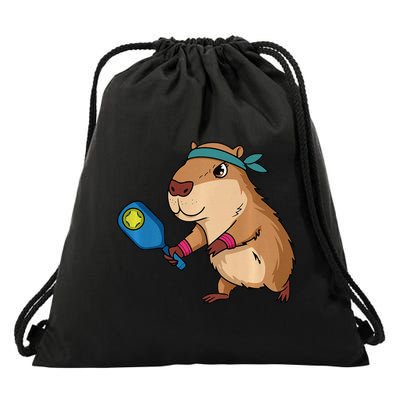 Capybara Funny Pickleball Capybara Pickle Ball Women Drawstring Bag