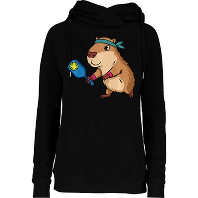 Capybara Funny Pickleball Capybara Pickle Ball Women Womens Funnel Neck Pullover Hood