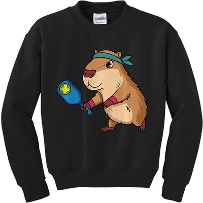 Capybara Funny Pickleball Capybara Pickle Ball Women Kids Sweatshirt