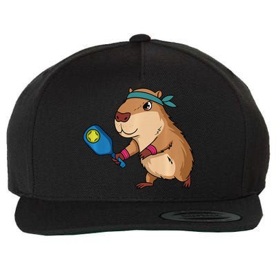 Capybara Funny Pickleball Capybara Pickle Ball Women Wool Snapback Cap