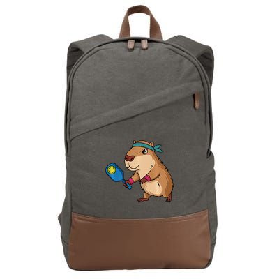 Capybara Funny Pickleball Capybara Pickle Ball Women Cotton Canvas Backpack