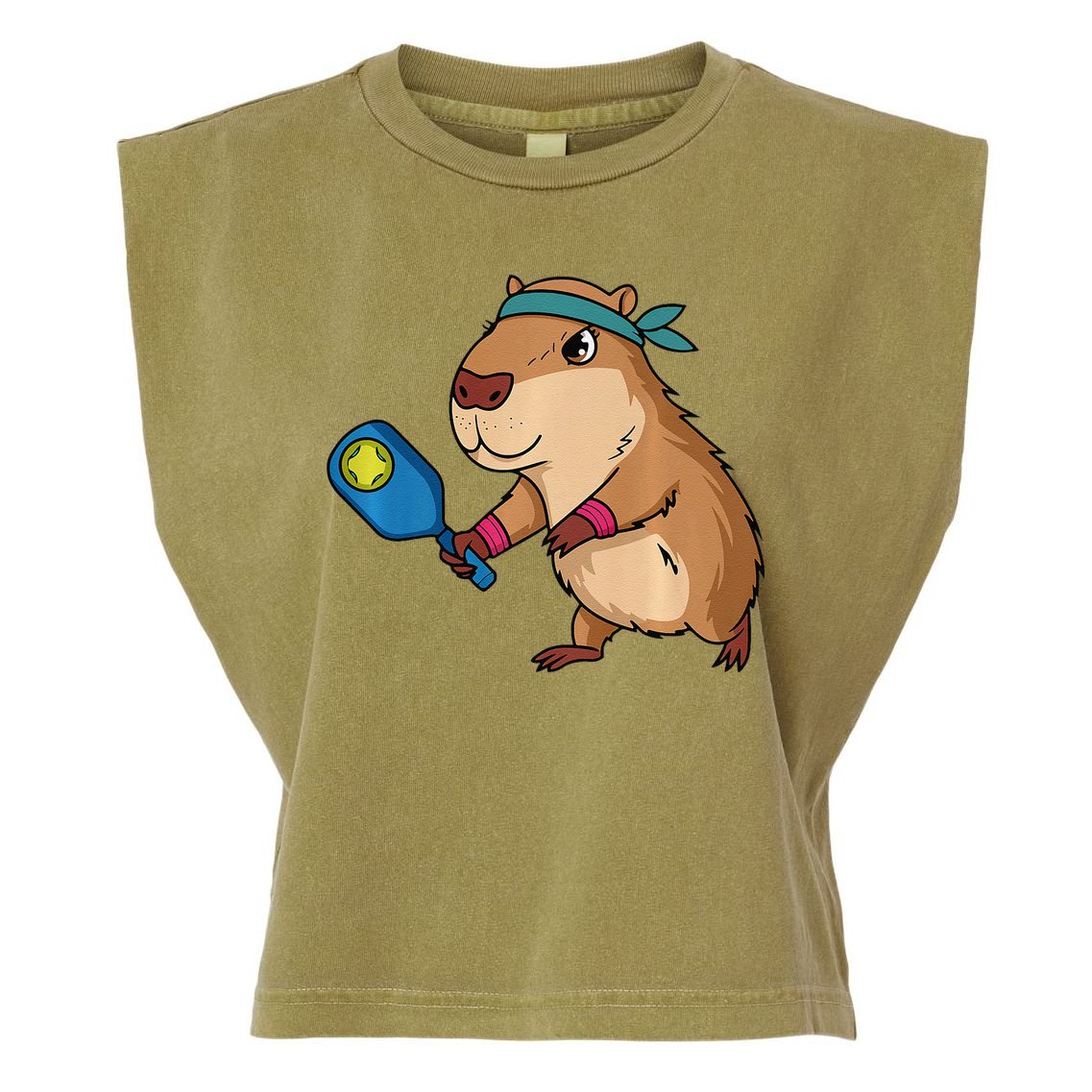 Capybara Funny Pickleball Capybara Pickle Ball Women Garment-Dyed Women's Muscle Tee