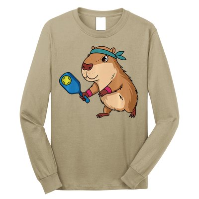Capybara Funny Pickleball Capybara Pickle Ball Women Long Sleeve Shirt
