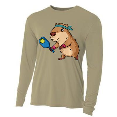 Capybara Funny Pickleball Capybara Pickle Ball Women Cooling Performance Long Sleeve Crew