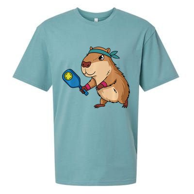 Capybara Funny Pickleball Capybara Pickle Ball Women Sueded Cloud Jersey T-Shirt