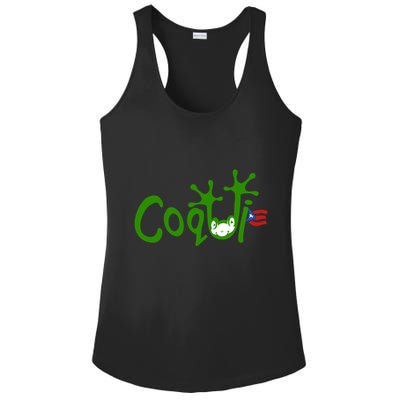 Coqui Frog Puerto Rican Flag Puerto Rico Vacation Souvenir Ladies PosiCharge Competitor Racerback Tank