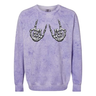 Cool Funny Punk Rock On Skeleton Hands Colorblast Crewneck Sweatshirt