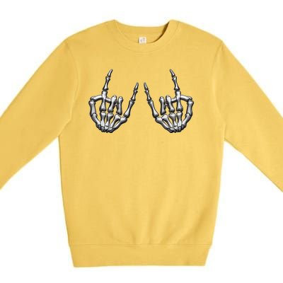 Cool Funny Punk Rock On Skeleton Hands Premium Crewneck Sweatshirt