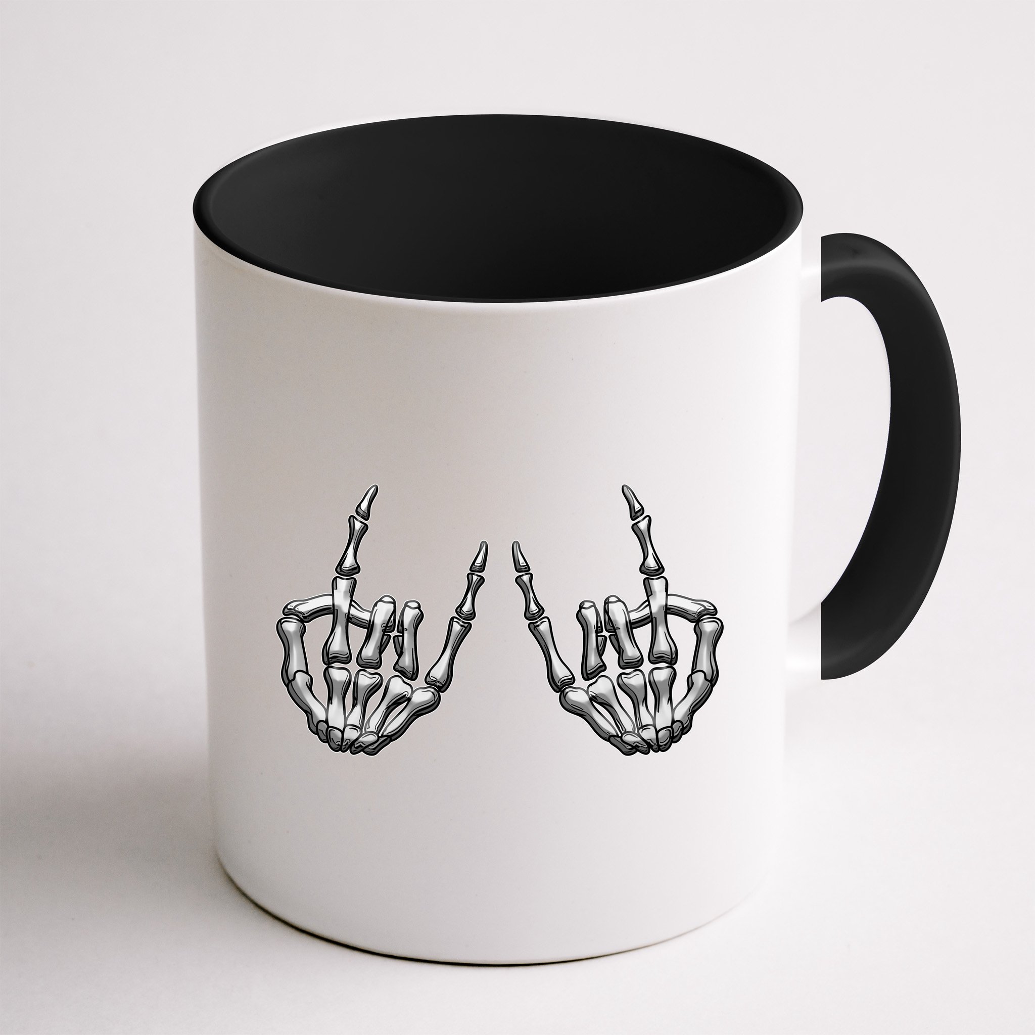 Cool Funny Punk Rock On Skeleton Hands Mug
