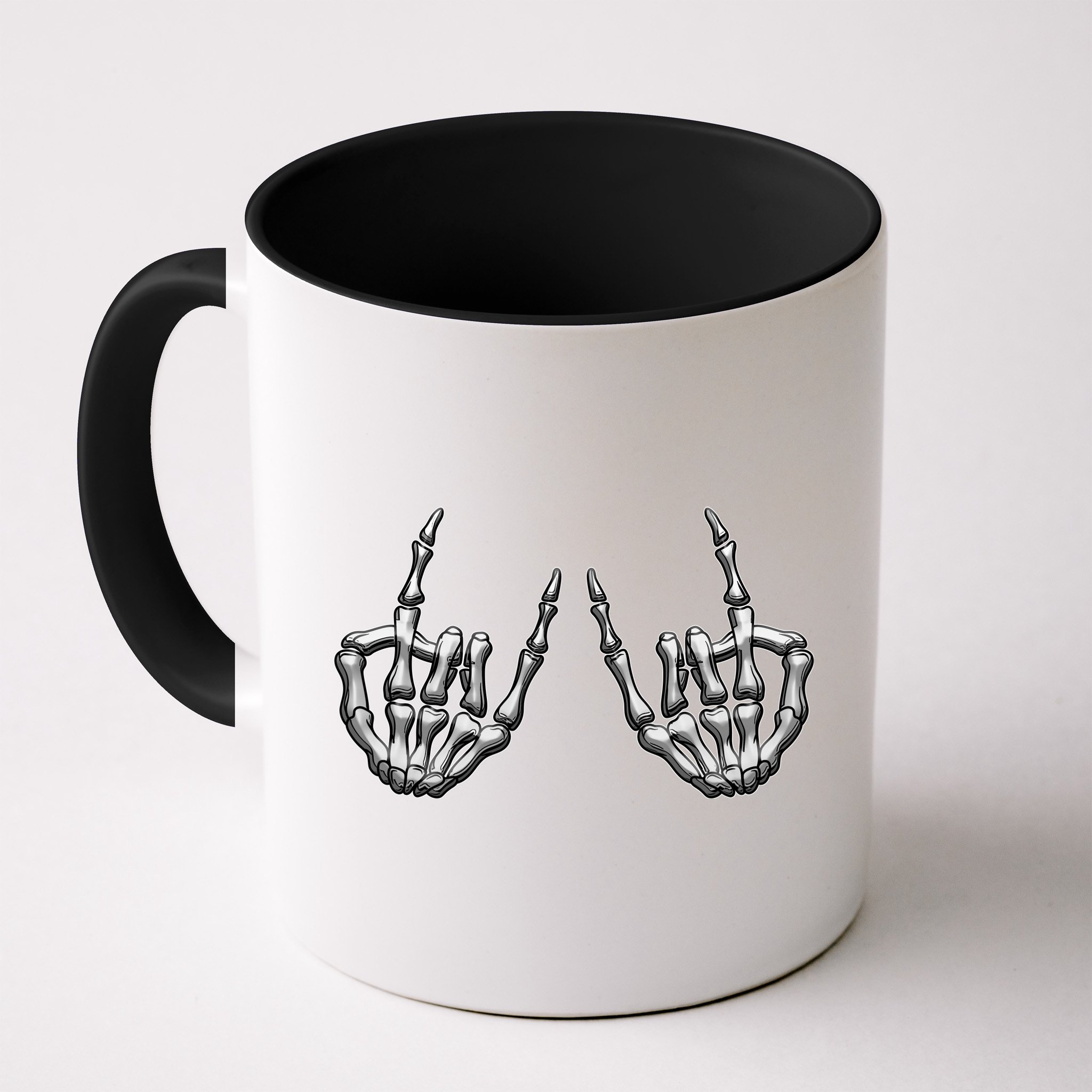 Cool Funny Punk Rock On Skeleton Hands Mug