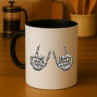 Cool Funny Punk Rock On Skeleton Hands Mug