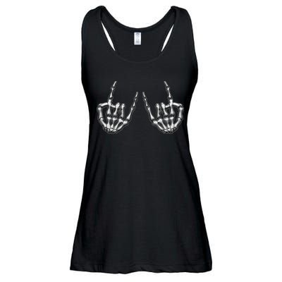 Cool Funny Punk Rock On Skeleton Hands Ladies Essential Flowy Tank