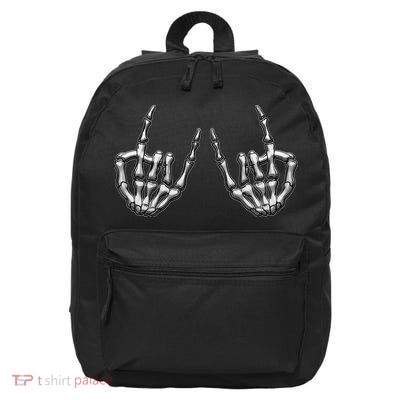 Cool Funny Punk Rock On Skeleton Hands 16 in Basic Backpack