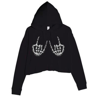 Cool Funny Punk Rock On Skeleton Hands Crop Fleece Hoodie