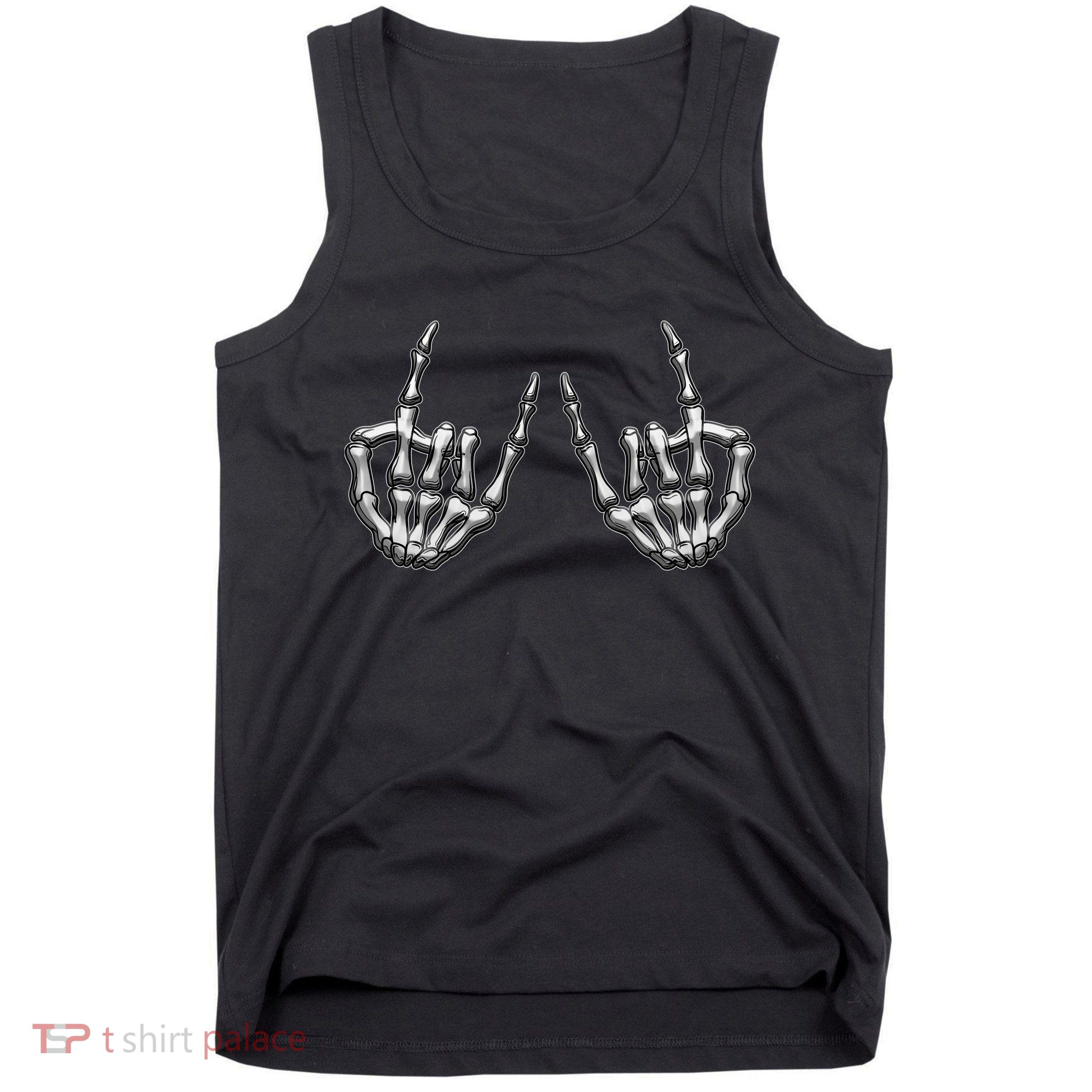 Cool Funny Punk Rock On Skeleton Hands Tank Top