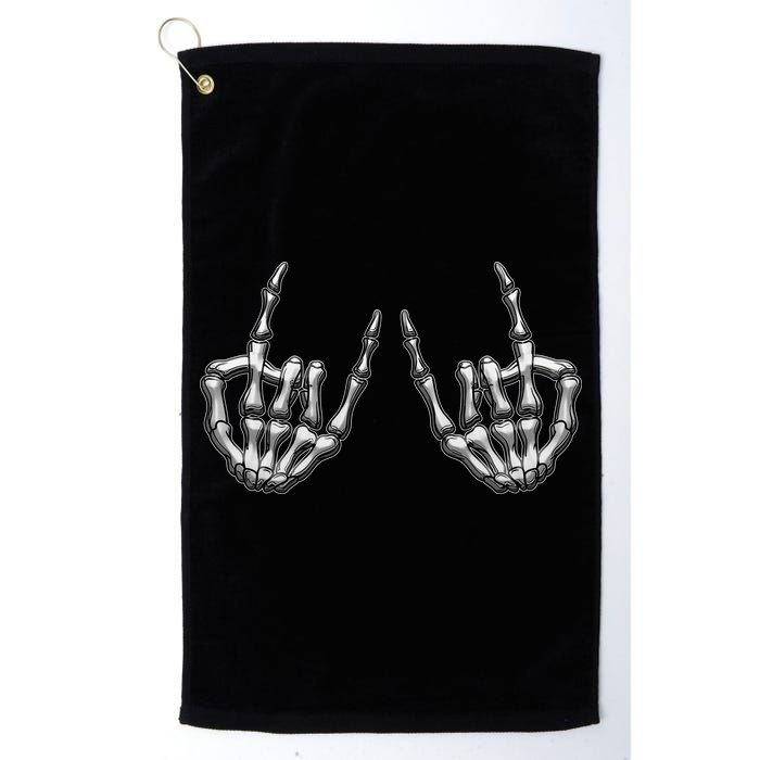 Cool Funny Punk Rock On Skeleton Hands Golf Towel