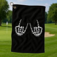 Cool Funny Punk Rock On Skeleton Hands Golf Towel