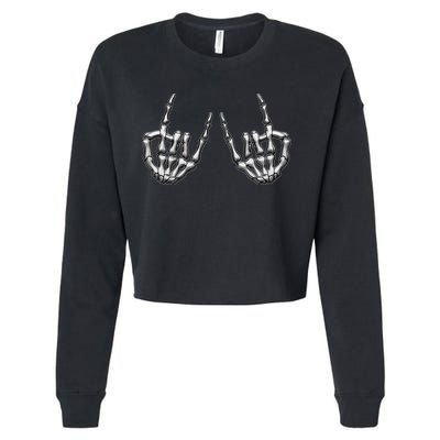 Cool Funny Punk Rock On Skeleton Hands Cropped Pullover Crew