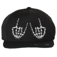 Cool Funny Punk Rock On Skeleton Hands Wool Snapback Cap