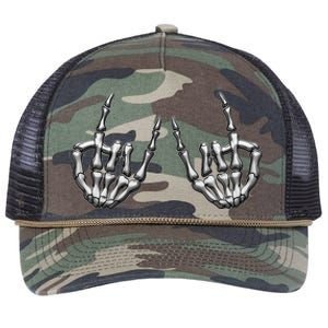 Cool Funny Punk Rock On Skeleton Hands Retro Rope Trucker Hat Cap