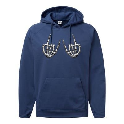 Cool Funny Punk Rock On Skeleton Hands Performance Fleece Hoodie