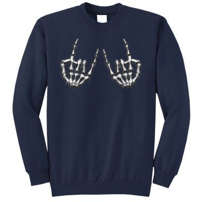 Cool Funny Punk Rock On Skeleton Hands Tall Sweatshirt